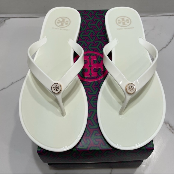 Tory Burch Shoes - NEW TORY BURCH LOGO STUDDED JELLY THONG SANDALS VORY SIZE 8 89655 BNIB MSRP $218